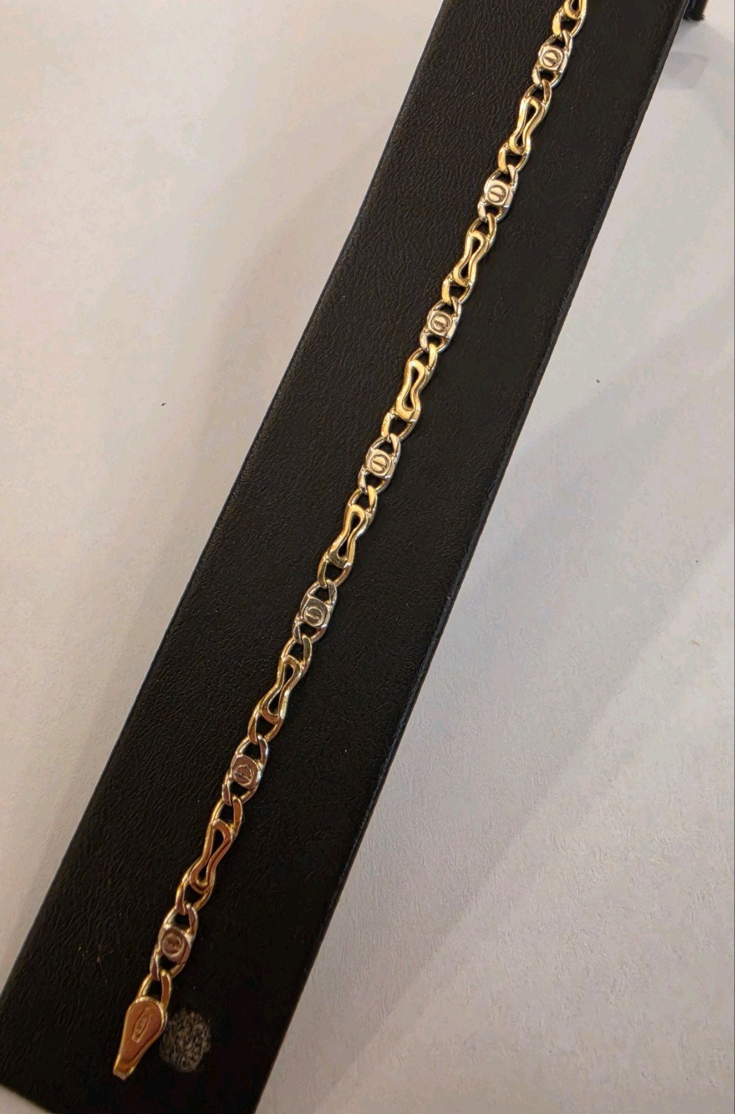 14 karaats gouden bicolor fantasie Valkenoog armband 20 cm, Sieraden, Tassen en Uiterlijk, Armbanden, Zo goed als nieuw, Goud
