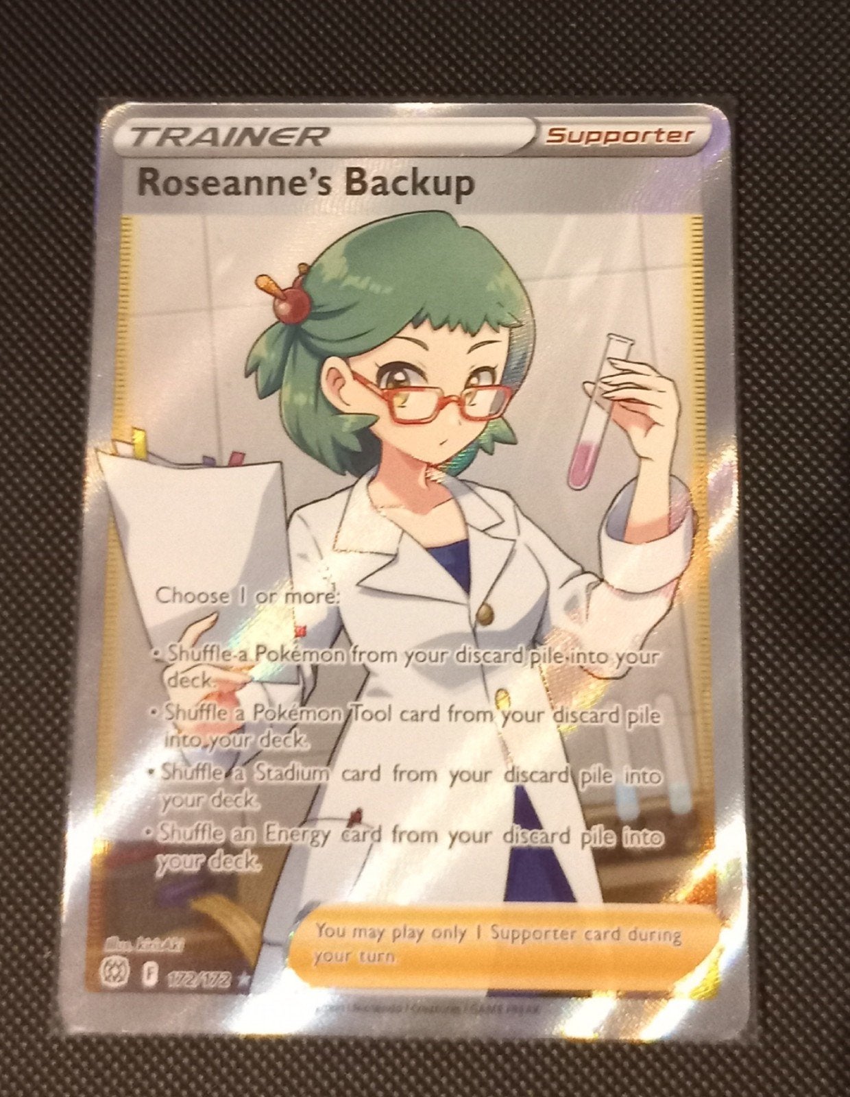 Roseanne's Backup Full Art Supporter Pokémon Kaart, Ophalen of Verzenden, Zo goed als nieuw, Losse kaart, Foil