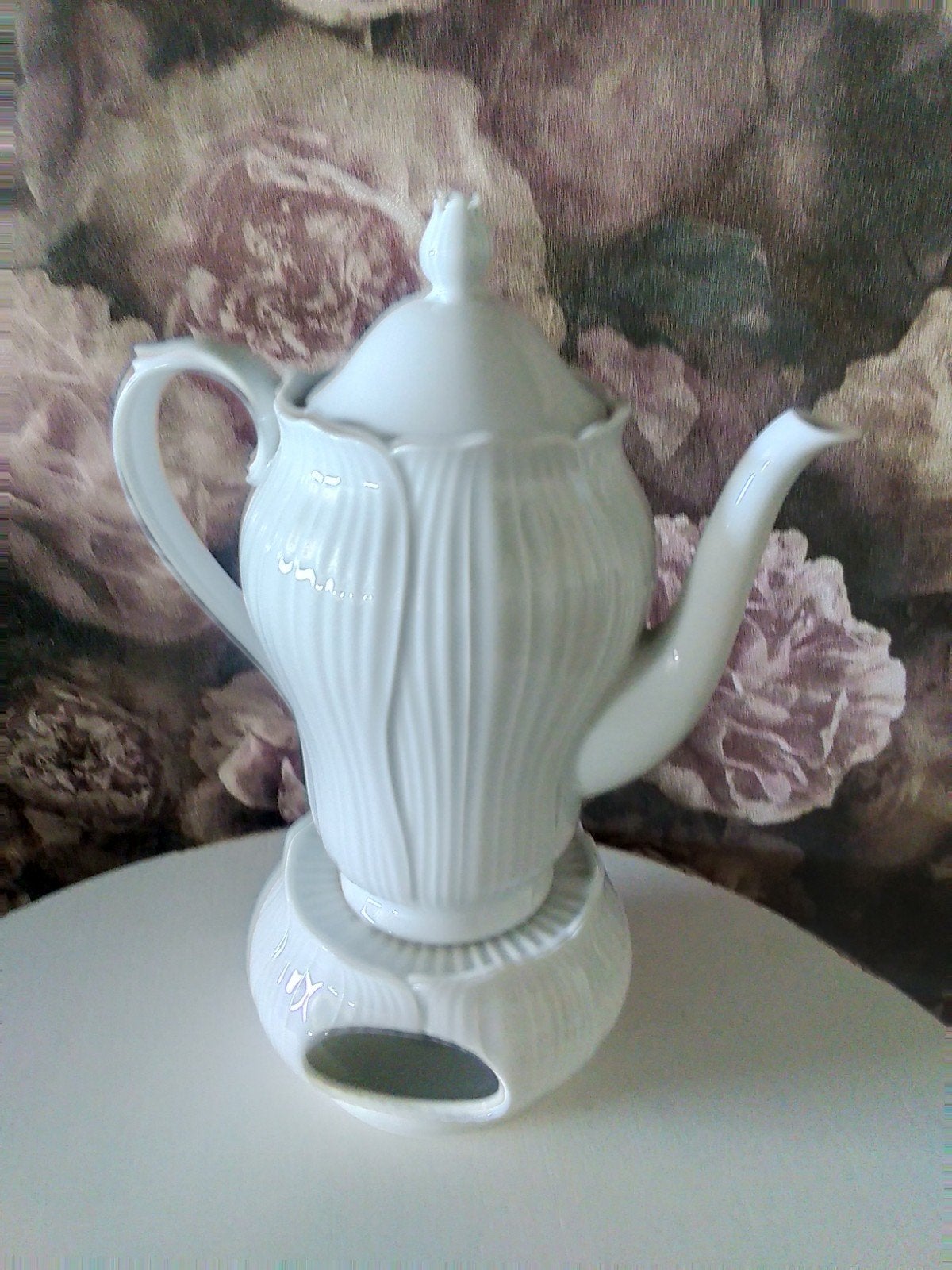 Vintage Rosenthal Koffiepot met Warmhouder - Wit Porselein, Ophalen of Verzenden
