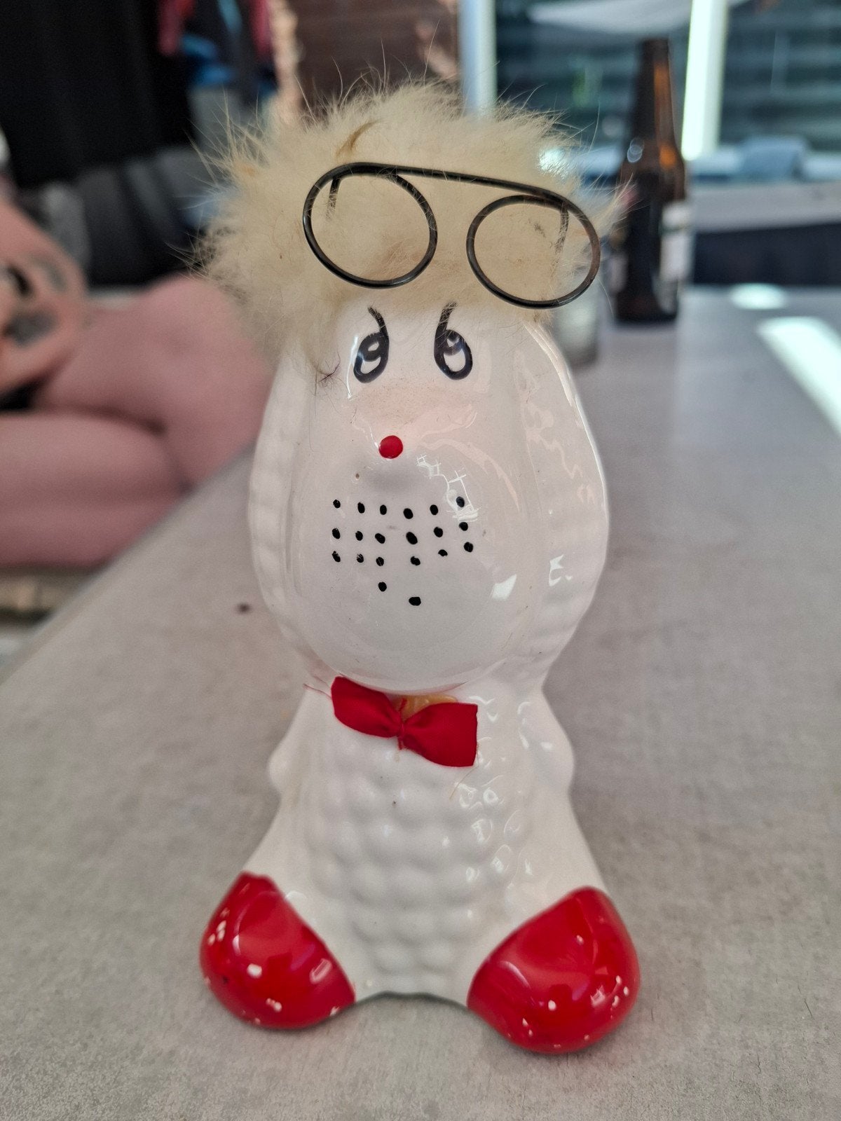 Grappige spaarpot met bril en haar, Verzamelen, Spaarpotten, Ophalen of Verzenden