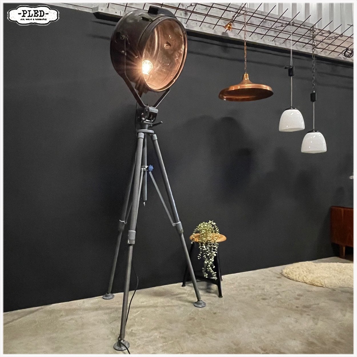 Grote industriële schijnwerper groot statief Lamp Vloerlamp, Ophalen, Gebruikt, 200 cm of meer, E27 (groot)