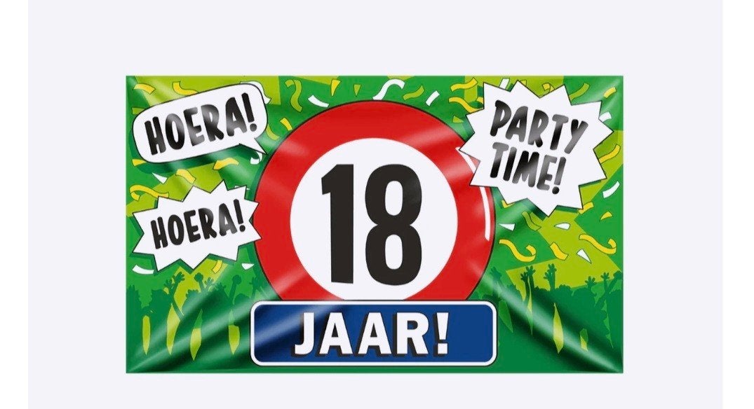 Gevelvlag 18 jaar, 1,5 cm, Ophalen of Verzenden, Zo goed als nieuw, Versiering