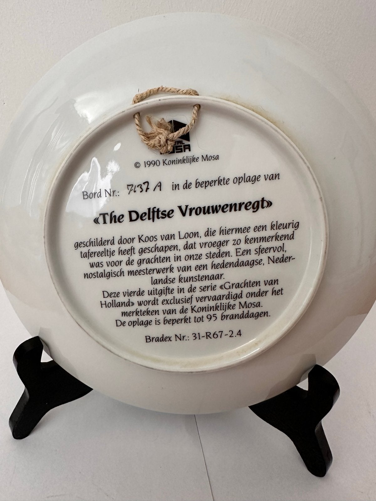 Koninklijke Mosa sierbord "The Delftse Vrouwenregt", Ophalen of Verzenden