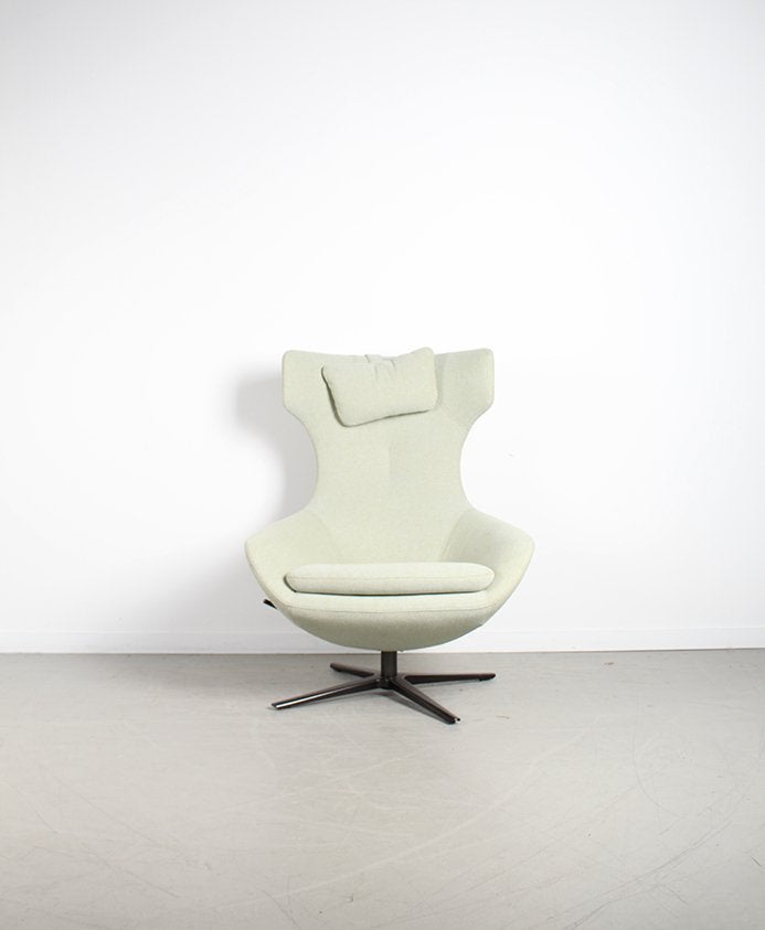 1x Leolux Caruzzo Fauteuil +Voetenbank Beige Stof – Zwart, Huis en Inrichting, Fauteuils, Niet ingevuld, Niet ingevuld, 75 tot 100 cm