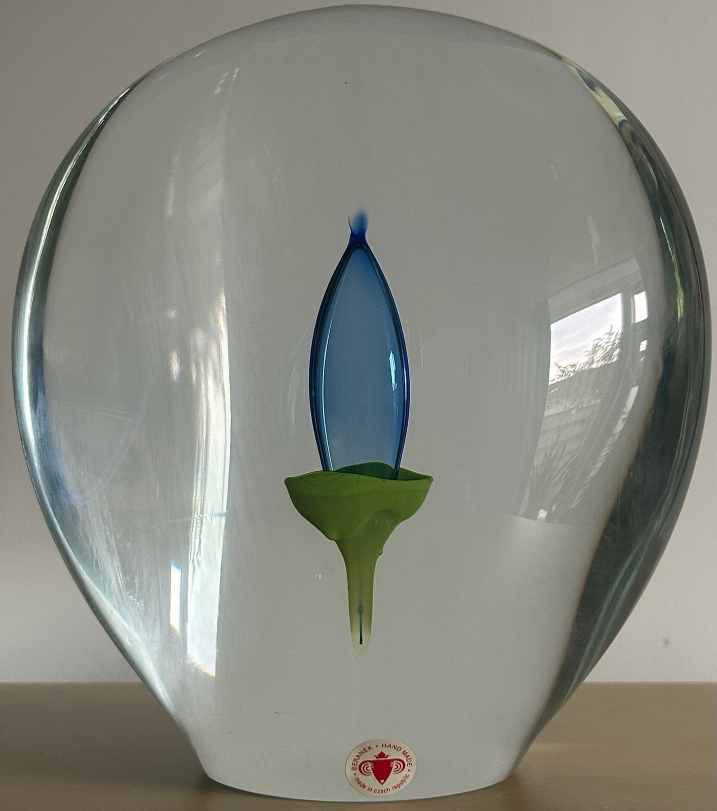 Vintage Jan BERENEK groot glas sculptuur / object 4,7 kilo, Antiek en Kunst, Antiek | Glas en Kristal, Verzenden