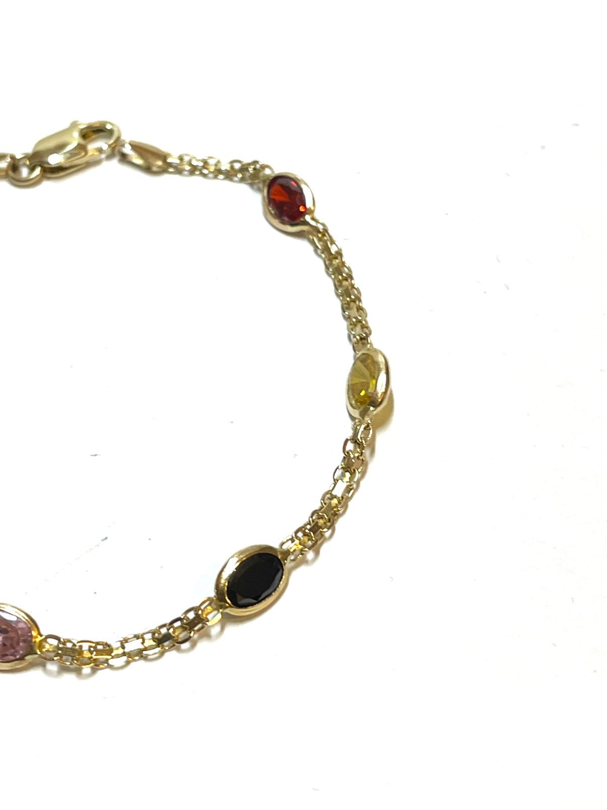 14k gouden armband met meerdere stenen, -, -, Ophalen of Verzenden, Zo goed als nieuw