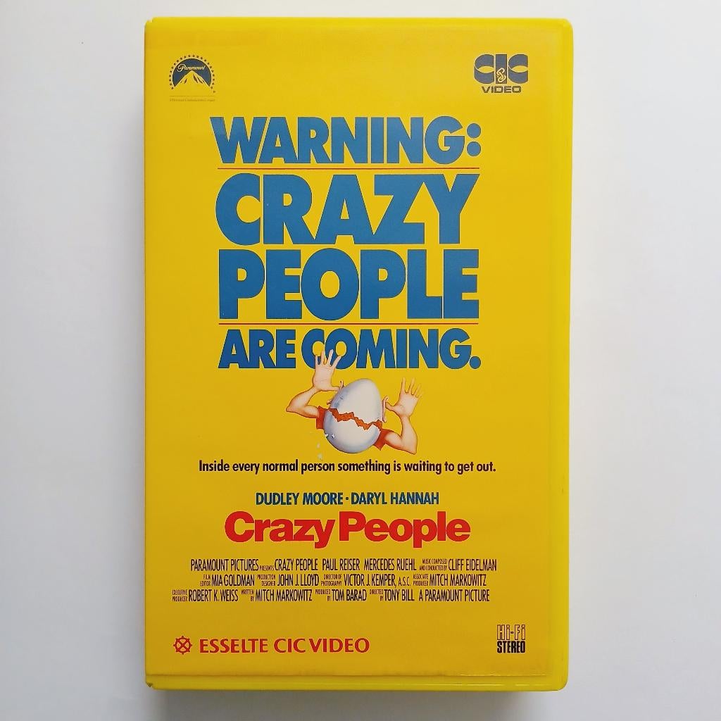 Crazy People - NL ex rental vhs - Esselte CIC, Alle leeftijden, Verzenden, Gebruikt, Komedie