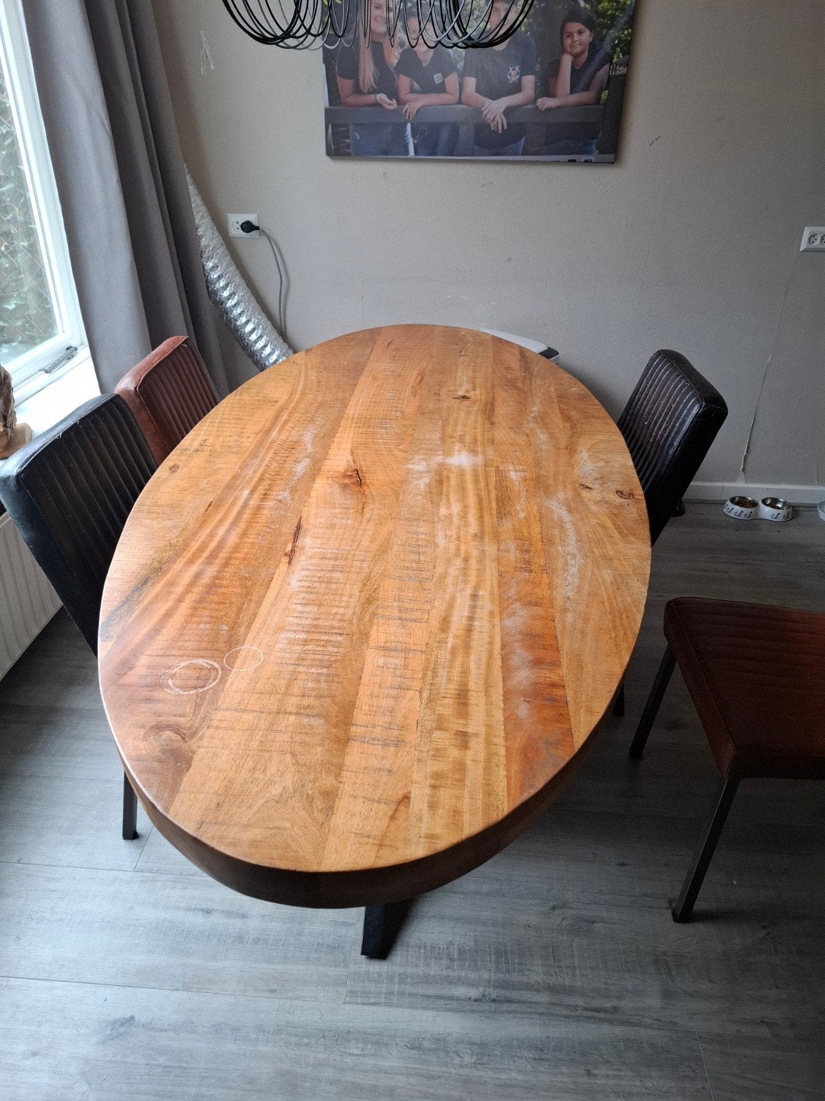 Mooie Eettafel van Mangohout, Gebruikt, Vijf personen of meer, 200 cm of meer, 150 tot 200 cm