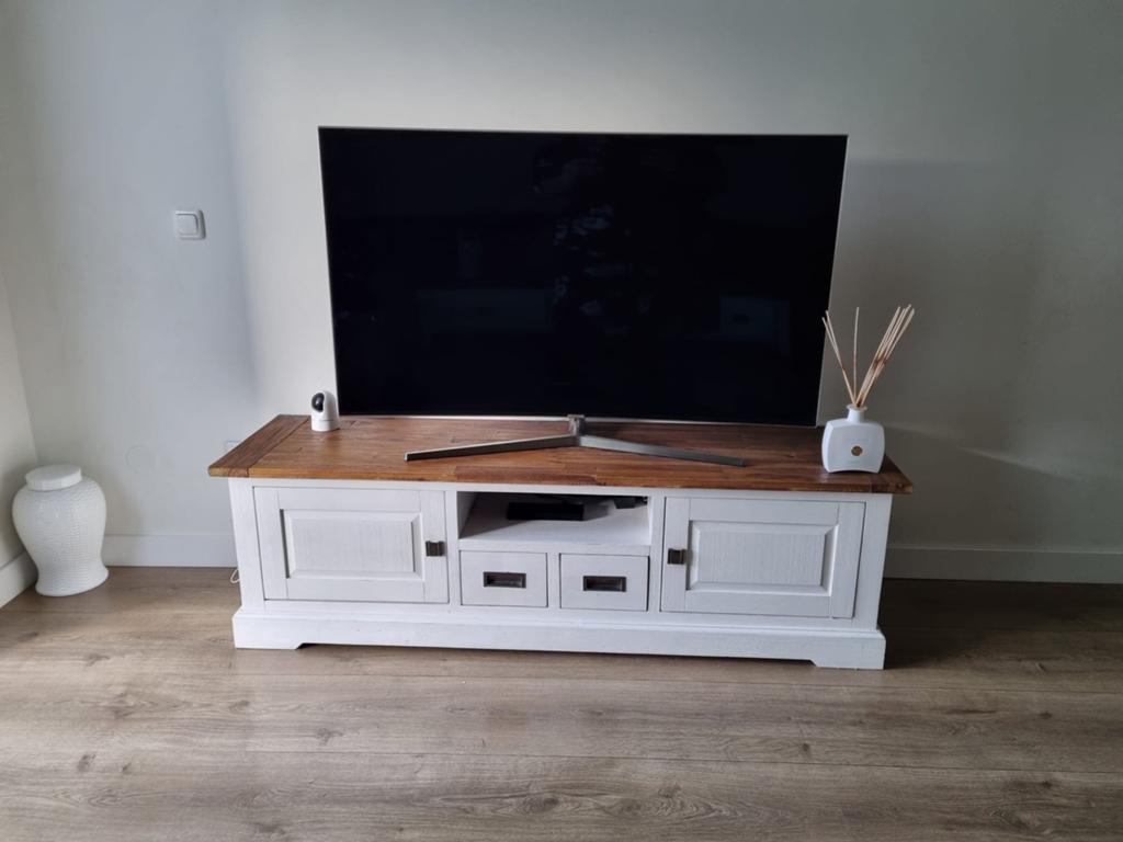 Landelijk TV-meubel wit met eiken blad, Huis en Inrichting, Ophalen of Verzenden