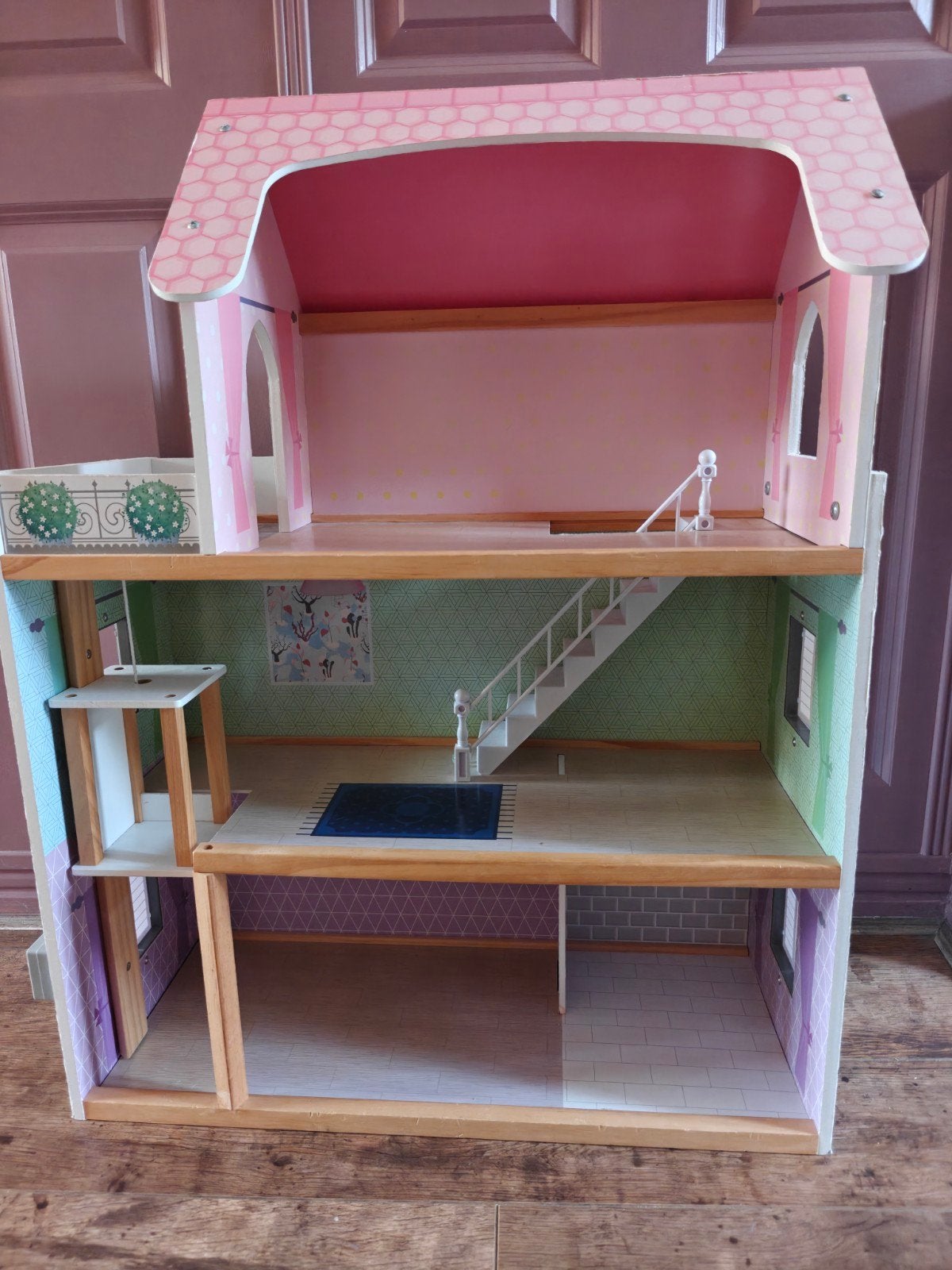 Poppenhuis 80 cm hoog met toebehoren, Ophalen, Gebruikt, Poppenhuis
