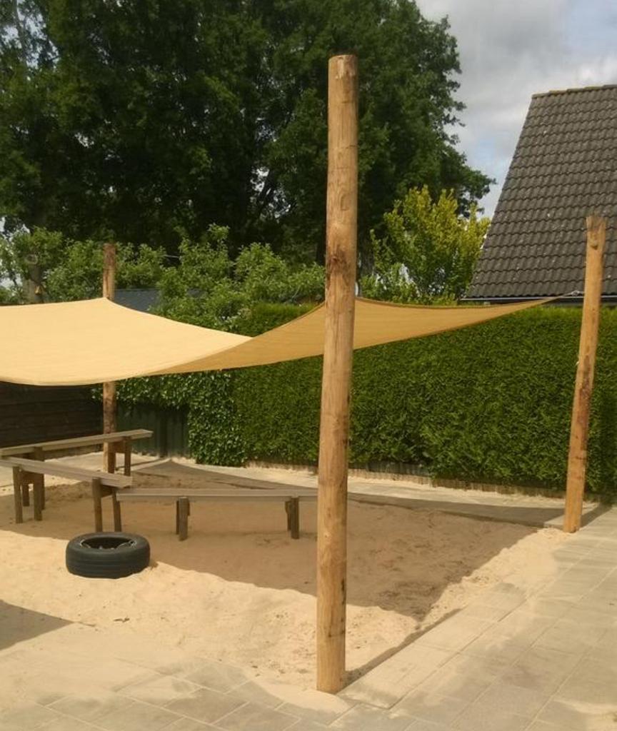 Zonnedoekpaal schaduwdoekpaal Kastanjehout lange paal, Ophalen of Verzenden, Nieuw, Palen