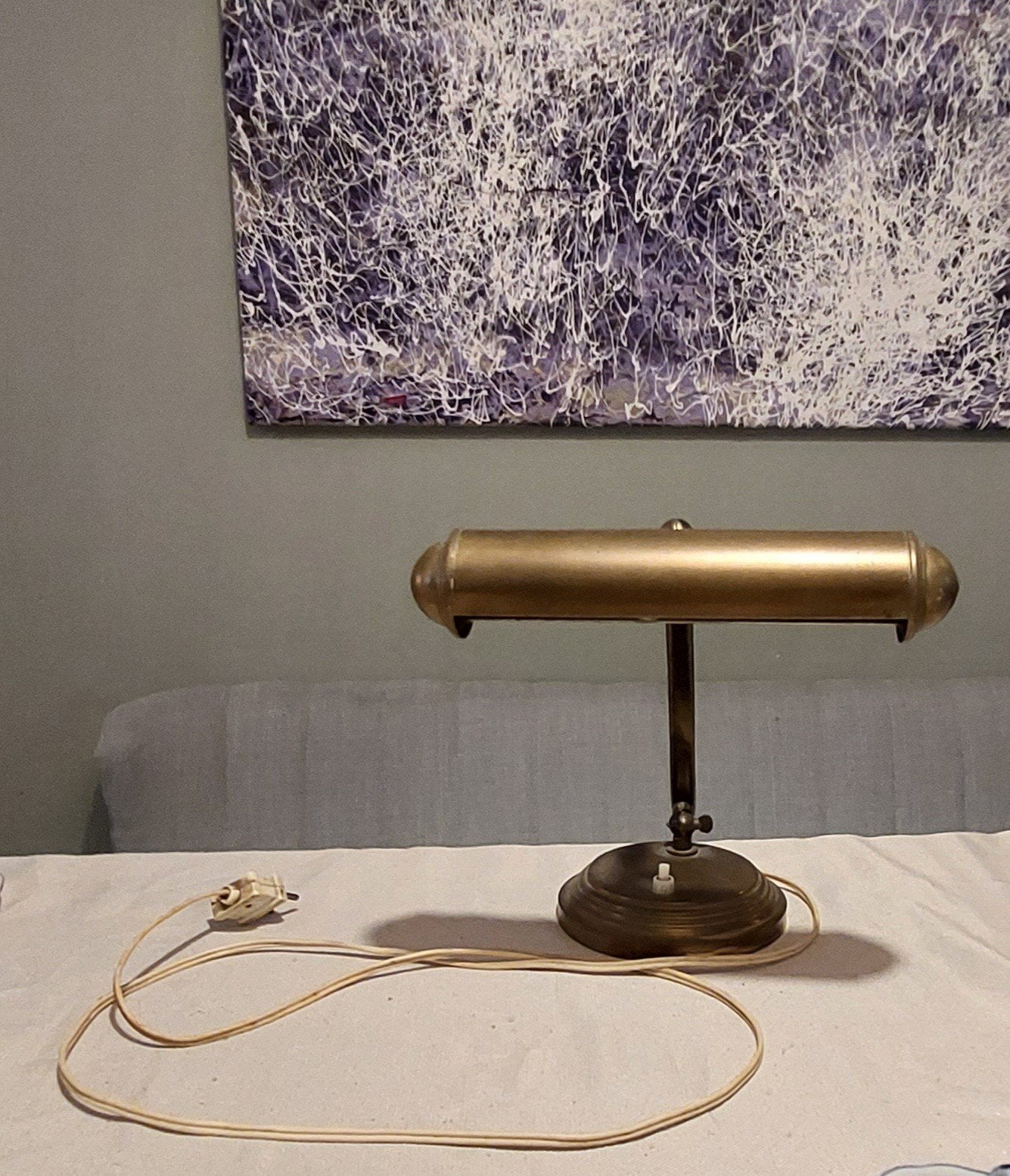Vintage messing pianolamp / bankierslamp!!, Huis en Inrichting, Ophalen of Verzenden, Bankierslamp, Verstelbaar, Vintage