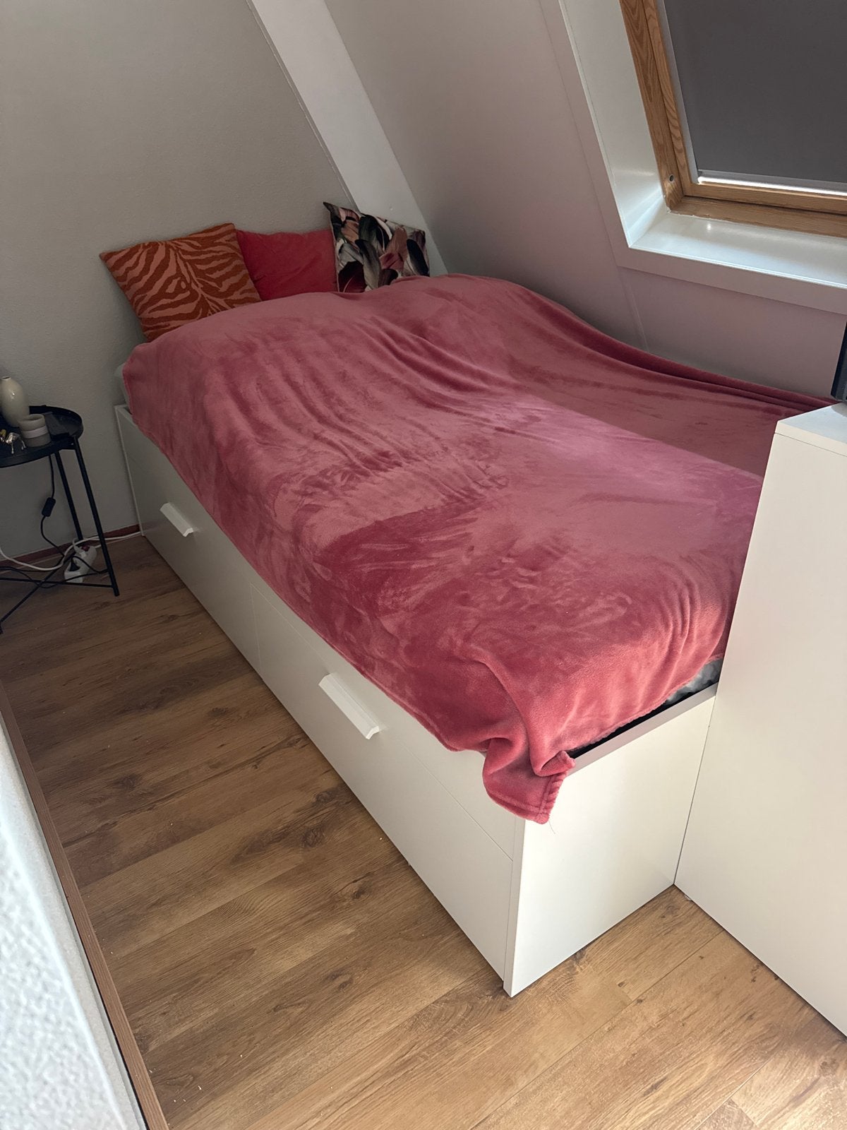 IKEA Brimnes bed met lades, wit, 140x200, Ophalen, Gebruikt, Wit, Tweepersoons