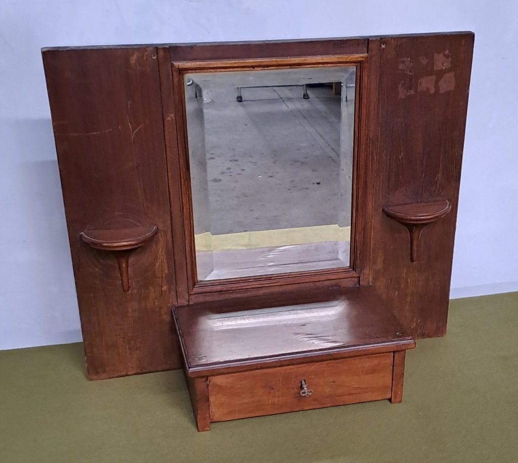 Antieke toiletkast / vintage kaptafel+facet geslepen spiegel, Ophalen, Rechthoekig, 50 tot 100 cm, Minder dan 100 cm