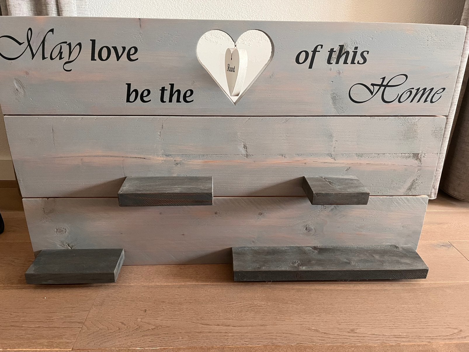 Mooie steigerhouten wanddecoratie met tekst, Huis en Inrichting, Woonaccessoires | Wanddecoraties, Ophalen, Gebruikt, Hout, 60 cm
