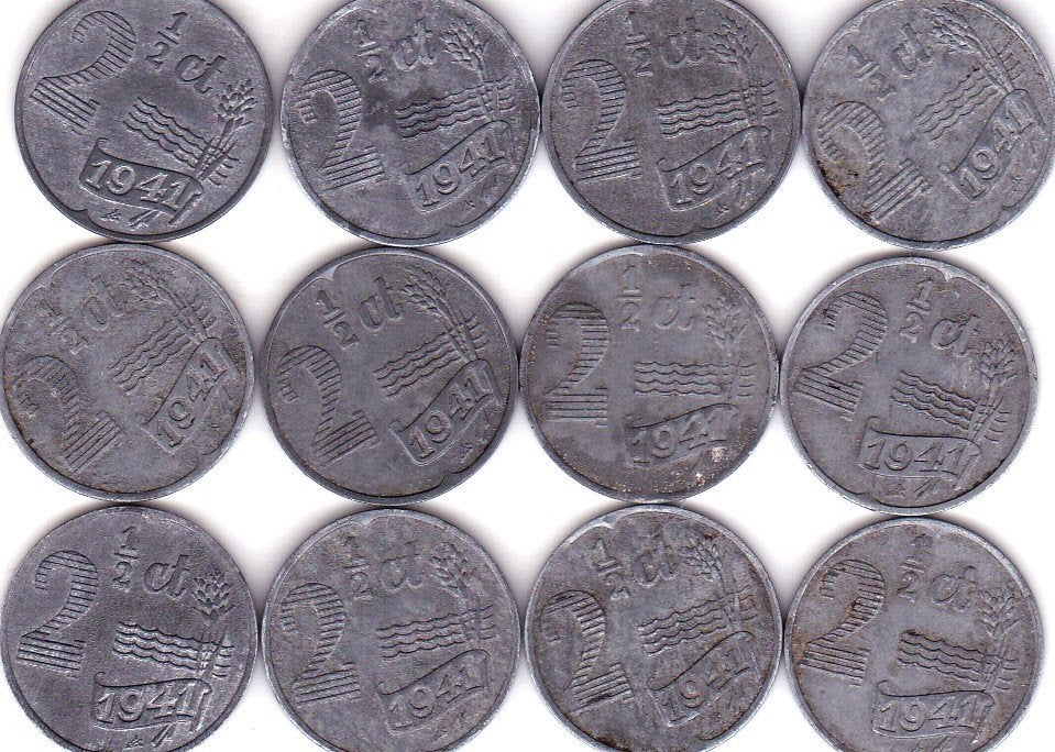 2 1/2 CENTEN    DUITSE  BEZETTING 1940 - 1945, Ophalen of Verzenden, Koningin Wilhelmina