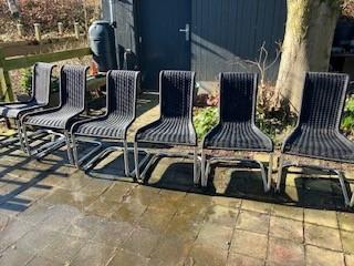 Tecta B20 eetkamerstoelen - 6 stuks, Ophalen, Gebruikt, Zwart, Metaal