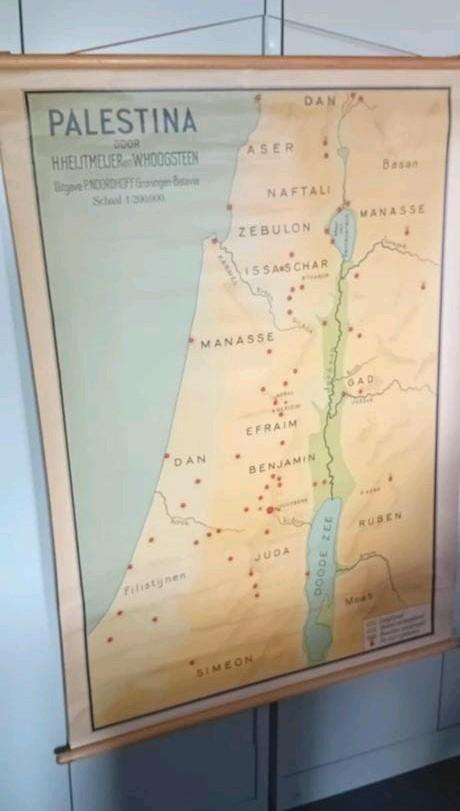 4 Grote Vintage Schoolplaten: Palestina, Zeeland, Reformatie, Antiek en Kunst, Antiek | Schoolplaten, Ophalen, Aardrijkskunde