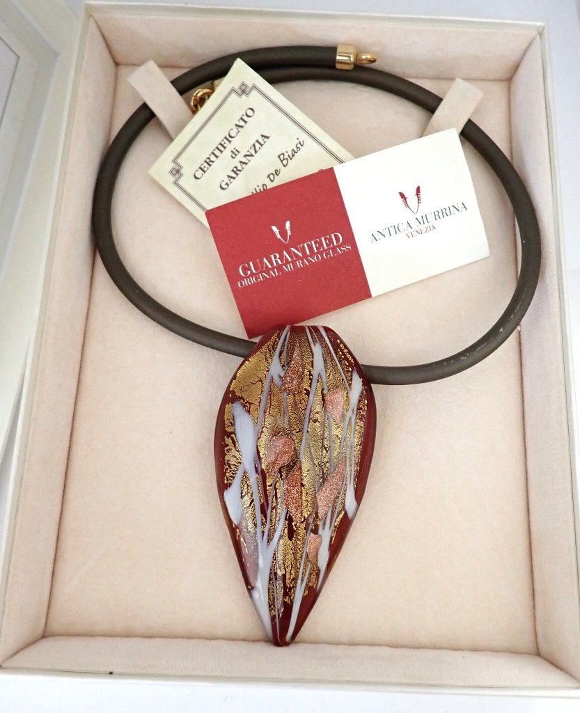 Antica Murrina Murano Glas Ketting met Hanger, Bruin, Verzenden, Nieuw, Overige materialen