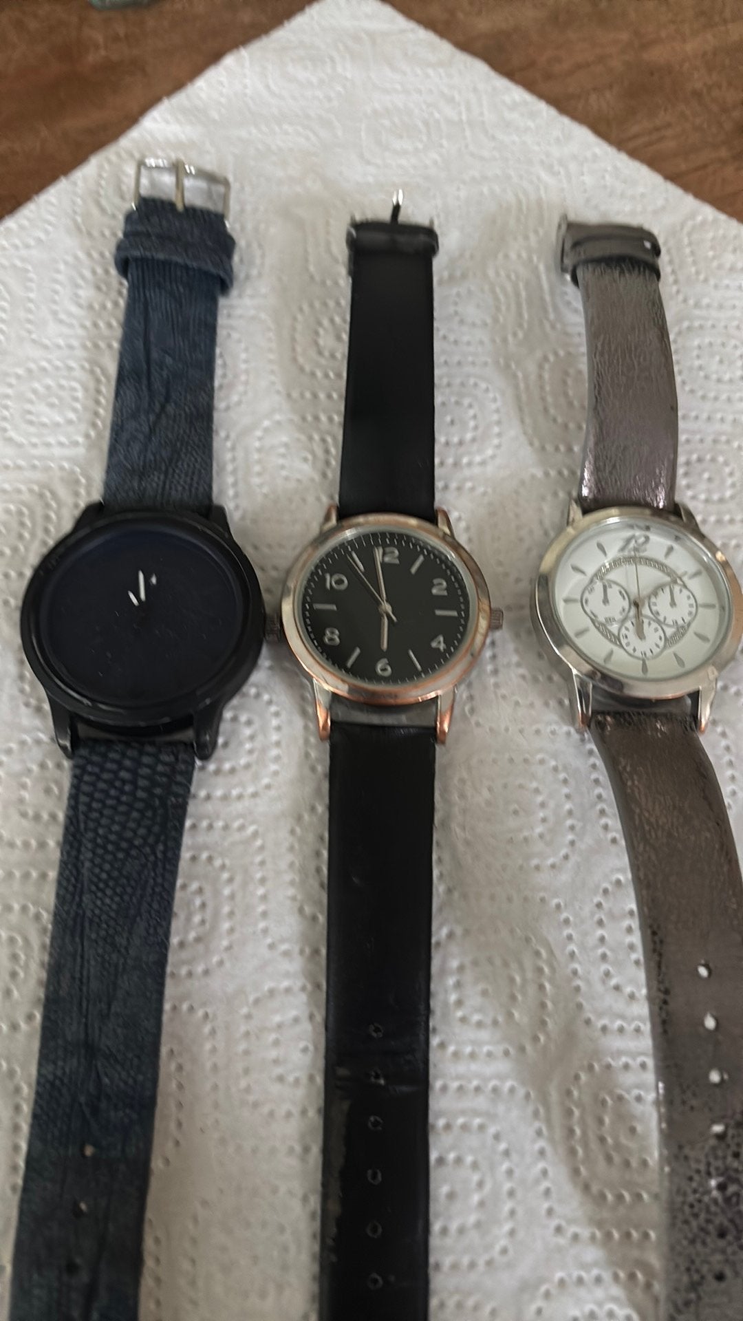 3 dames horloges blauw, goudkleurig, zilverkleurig, Overige merken, Polshorloge, Overige materialen, Ophalen of Verzenden