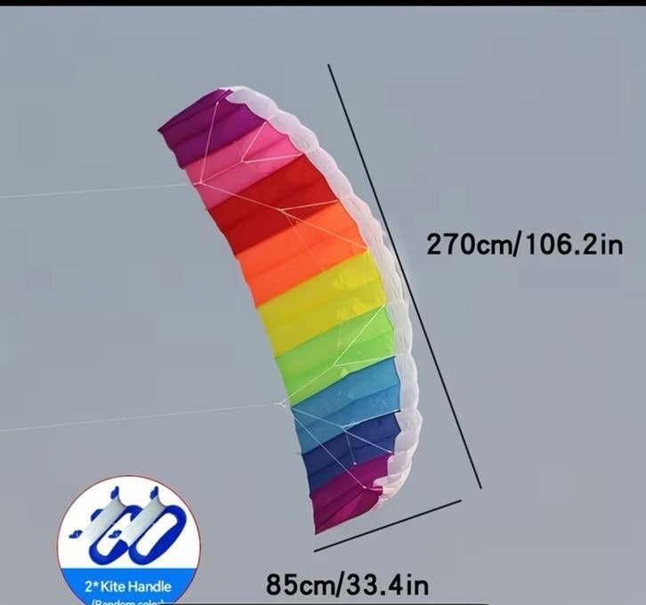 Kleurrijke Vlieger - 270cm met 2 Kite Handles, Jansstraat 1/4, Tweelijns, Markvanooyentv, Nieuw