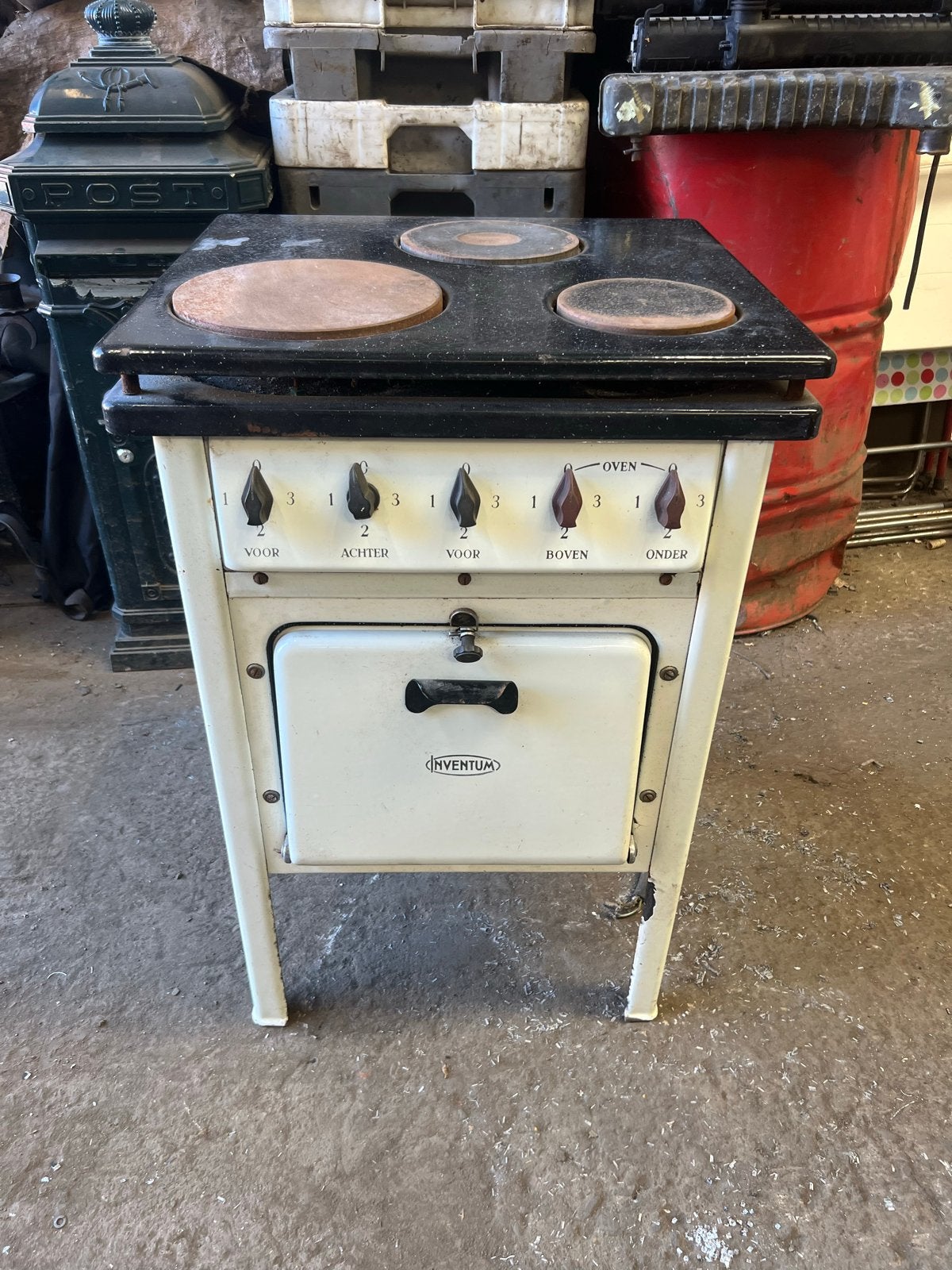 Vintage INVENTUM Elektrisch Fornuis met Oven - Wit, Witgoed en Apparatuur, Fornuizen, Ophalen, Minder dan 85 cm, 3 kookzones of minder