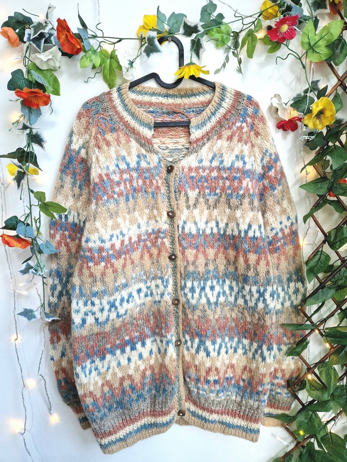 prachtig vintage handgemaakt zacht wollen vest, Verzenden, Zo goed als nieuw, Maat 46/48 (XL) of groter, Meerkleurig
