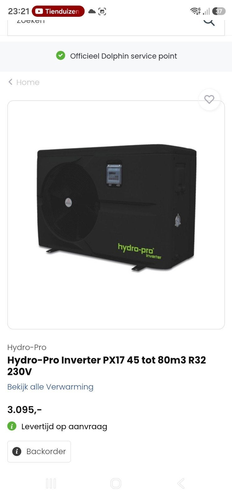 zwembad warmtepomp 17.5kw inverter
ophalen belgie limburg be, Ophalen
