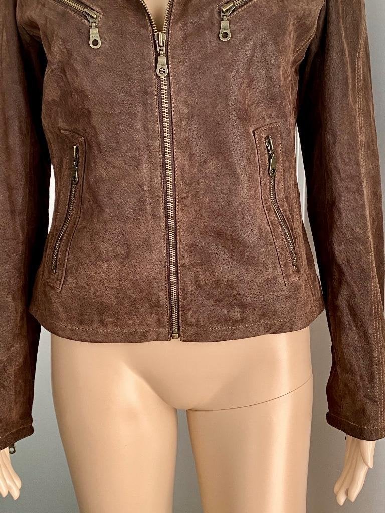 H639 Echt-leren jas maat 36=S winterjas jack winter jasje, Kleding | Dames, Bruin, Ophalen of Verzenden, Zo goed als nieuw, Maat 36 (S)
