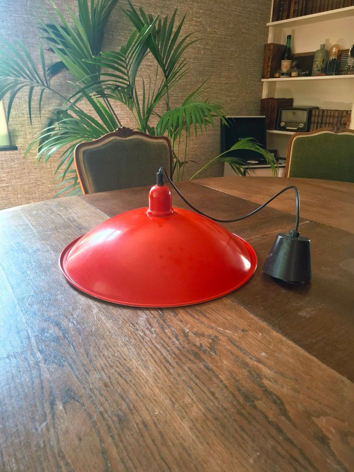 Vintage rode IKEA hanglamp, Gebruikt, E27 (groot), Ophalen of Verzenden, Modern, minimalistisch
