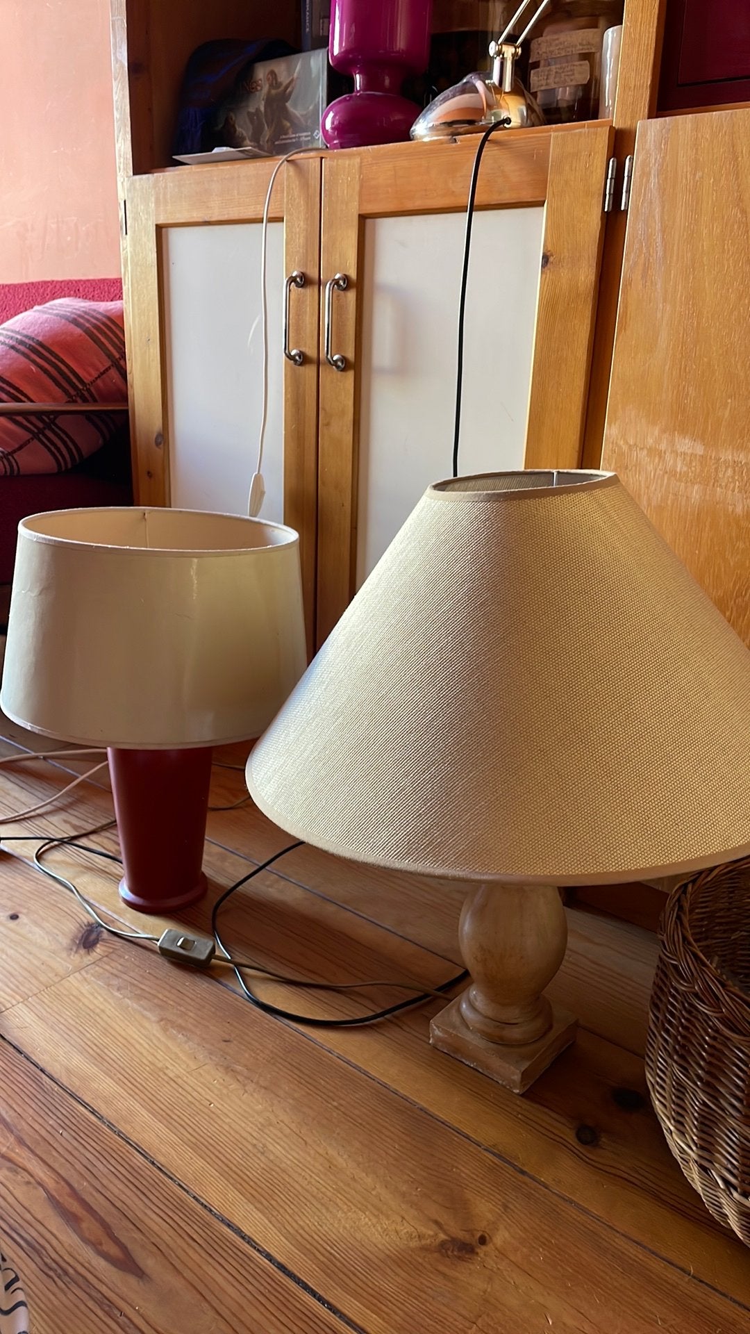 Twee gratis lampen, Ophalen, Gebruikt, Tafellamp, Beige