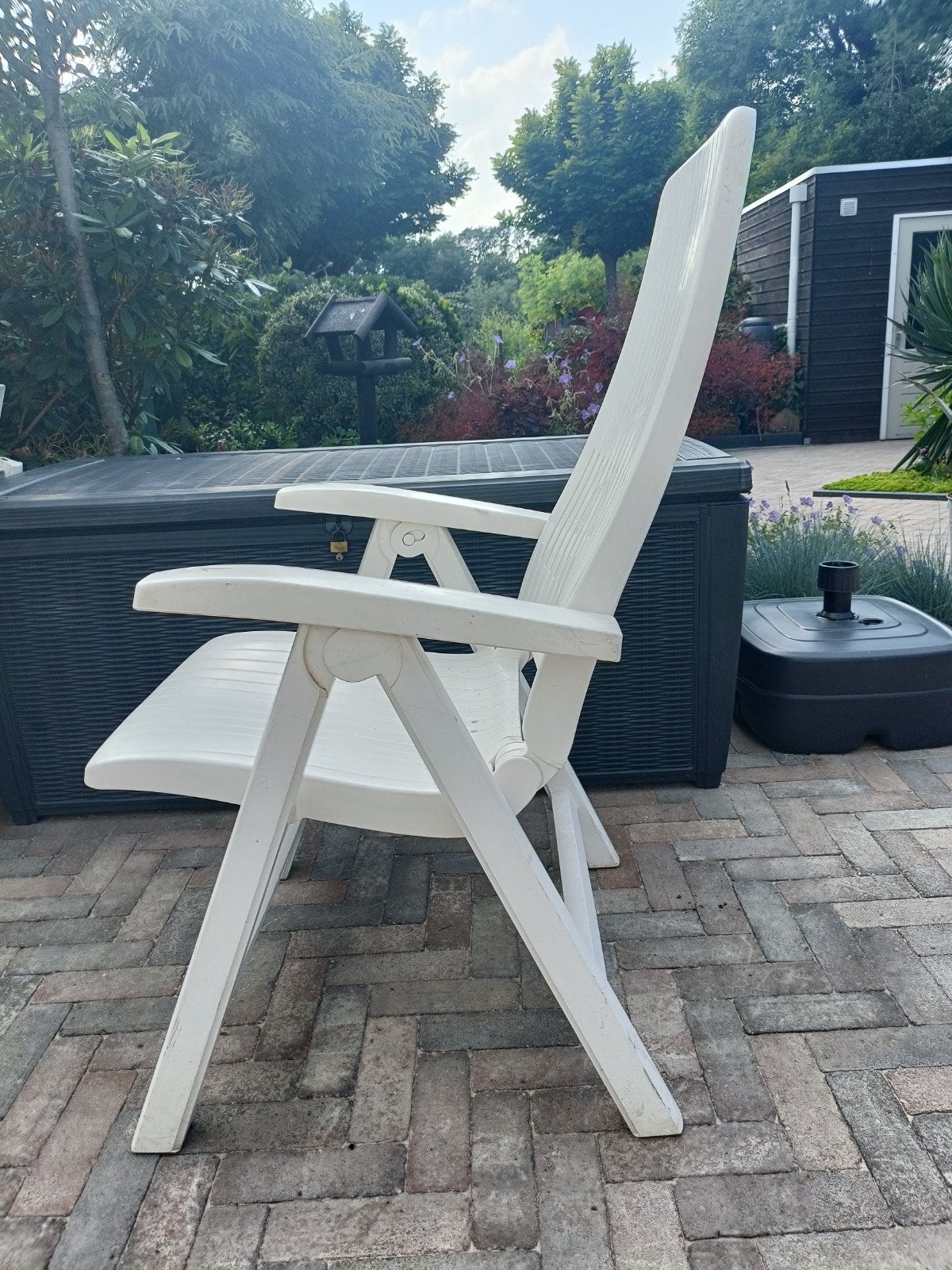 gratis ophalen 2 Hartman tuinstoelen inklapbaar, Ophalen, Gebruikt, Kunststof, Verstelbaar
