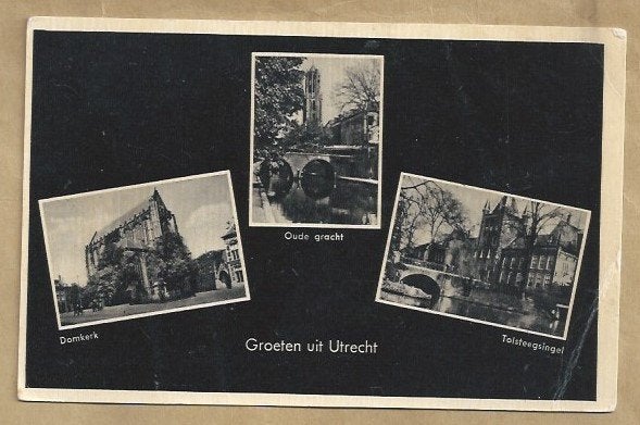 Oude ansichtkaart Groeten uit Utrecht Domkerk Oude Gracht, Verzamelen, Ansichtkaarten | Nederland, Ophalen of Verzenden, Voor 1920