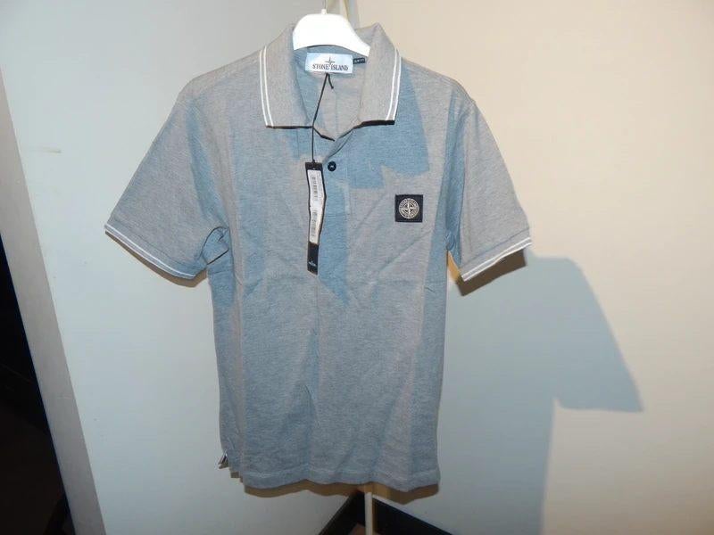Stone Island nieuwe grijze polo witte accenten embleem borst, Verzenden, Nieuw, Stone Island, Grijs