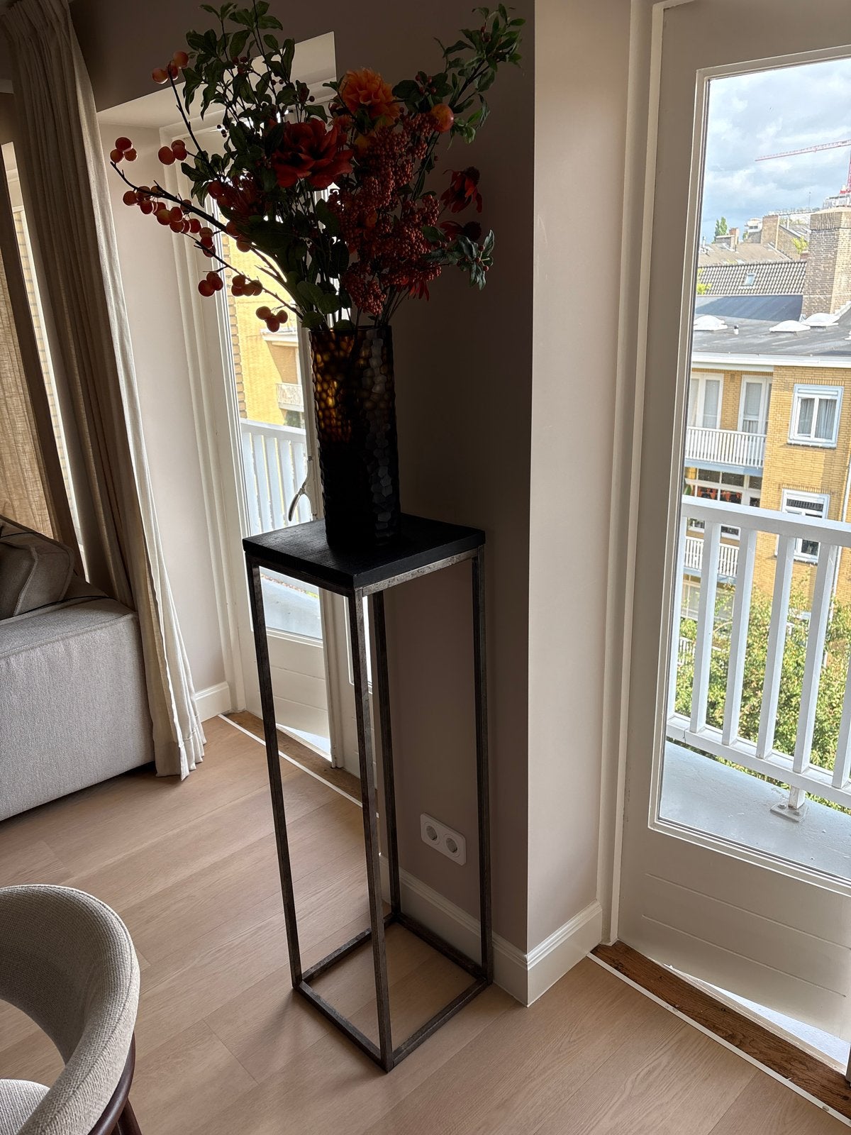 Stijlvolle plantenzuil/pilaar metaal en hout, Huis en Inrichting, Woonaccessoires | Zuilen en Pilaren, Ophalen, Gebruikt