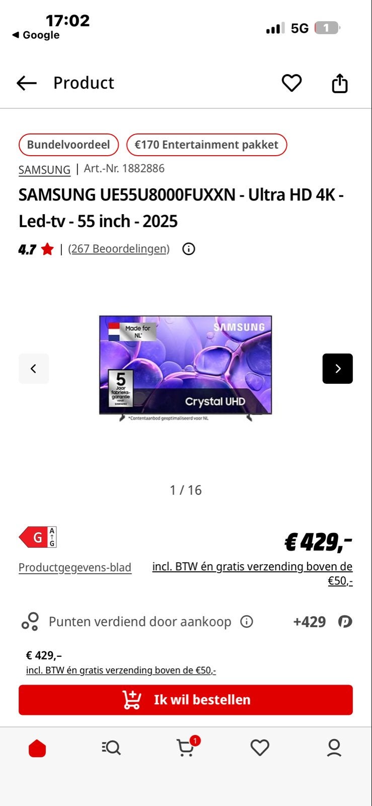Samsung UE55U8000FUXXN Ultra HD 4K LED-tv - 55 inch, LED, 50 Hz, Ophalen of Verzenden, Zo goed als nieuw