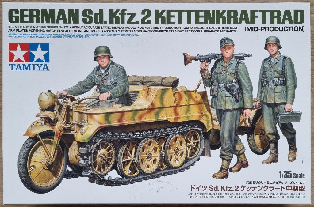 Tamiya #35377 1:35 WWII German Sd.Kfz.2 Kettenkraftrad, 1:32 tot 1:50, Overige typen, Nieuw, Ophalen of Verzenden