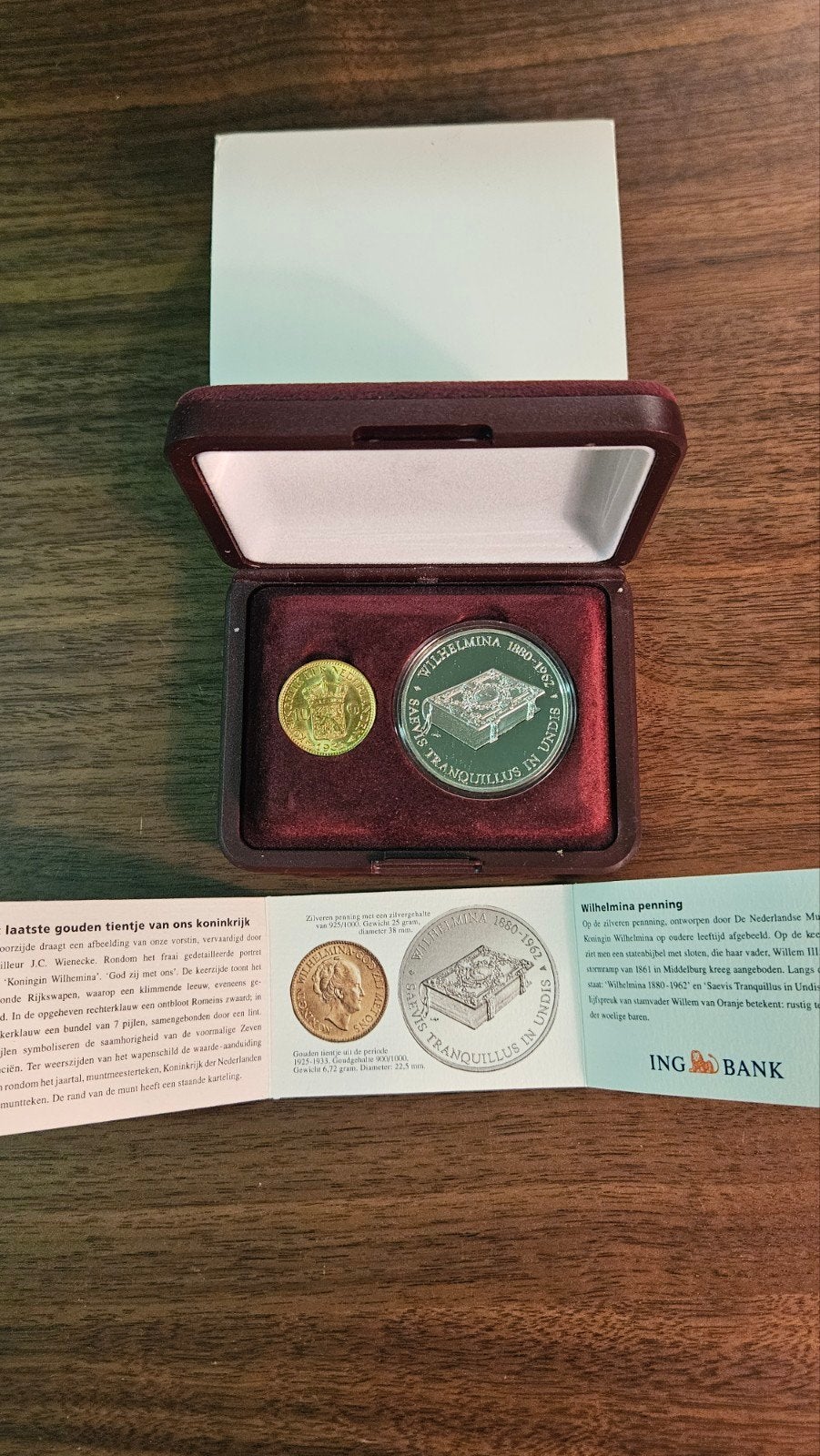 gouden tientje 1932 met zilveren penning, Ophalen of Verzenden, Overige landen, Overige waardes, Zilver
