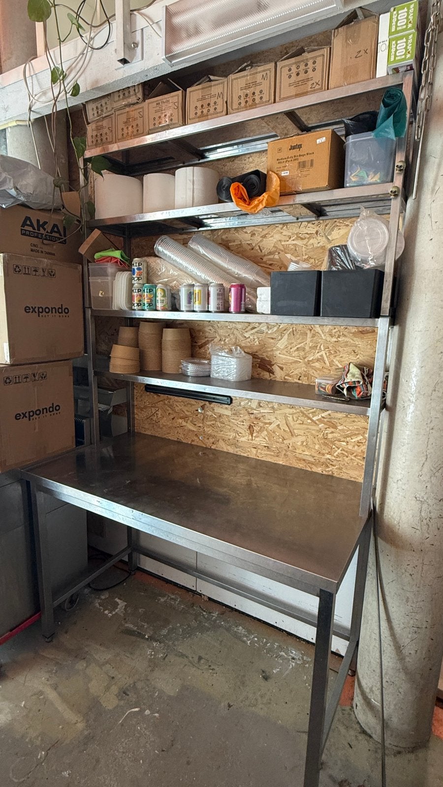 Professionele RVS werktafel unit met etagere⭐️⭐️⭐️⭐️⭐️, Ophalen, Zo goed als nieuw