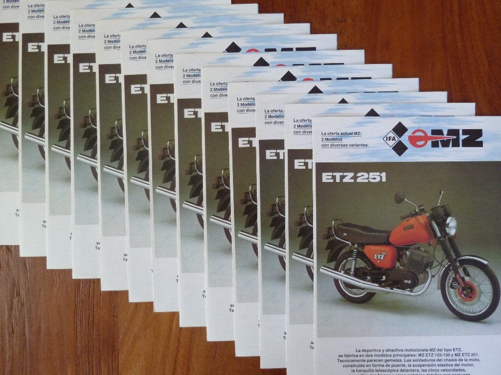 Folder MZ ETZ 125/ ETZ150/ ETZ251 1989 DDR, Motoren, Ophalen of Verzenden, Overige merken