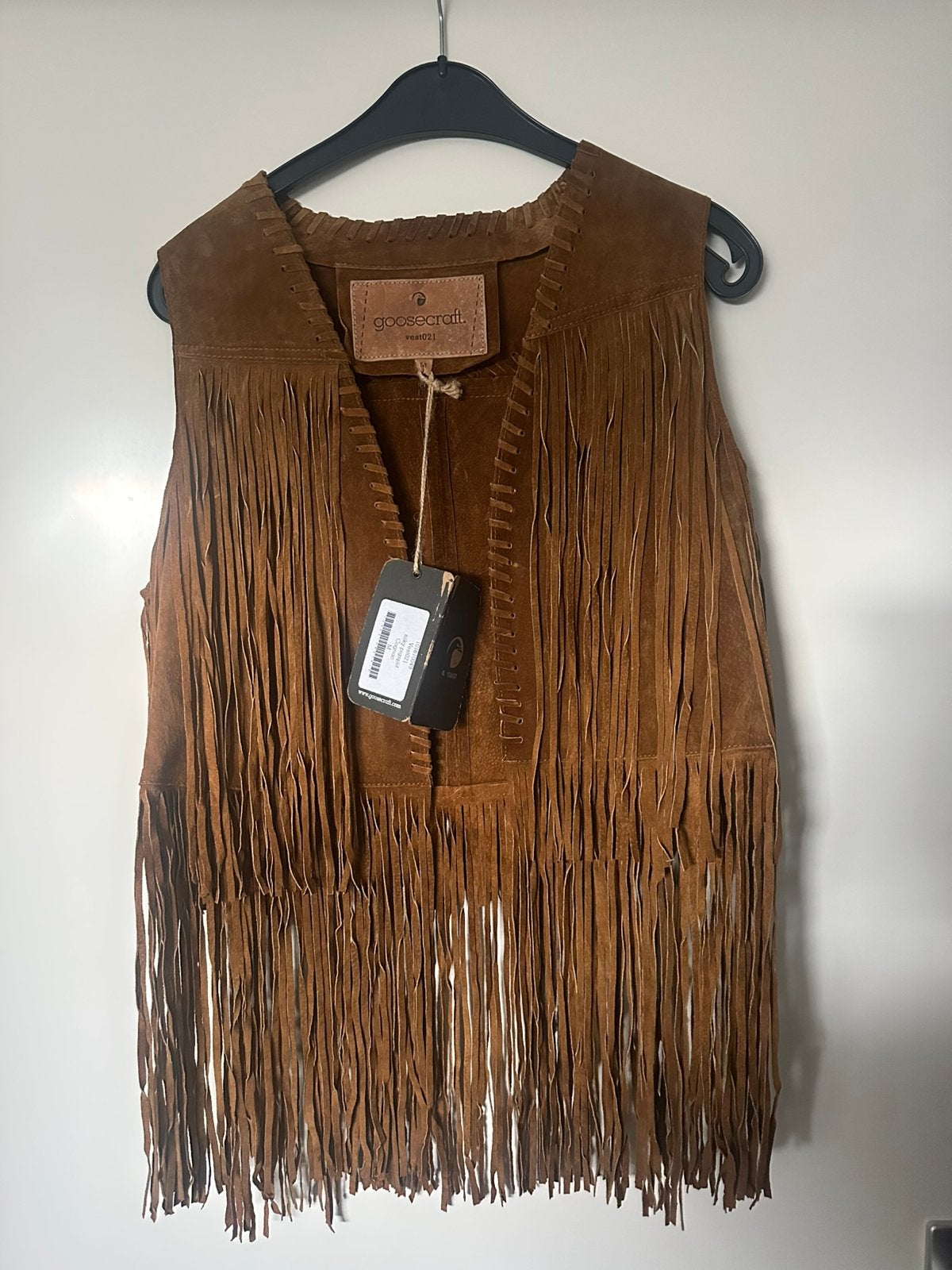 Goosecraft suède gilet maat M nieuw cognacbruin franjes, Ophalen of Verzenden, Nieuw, Maat 38/40 (M), Beige