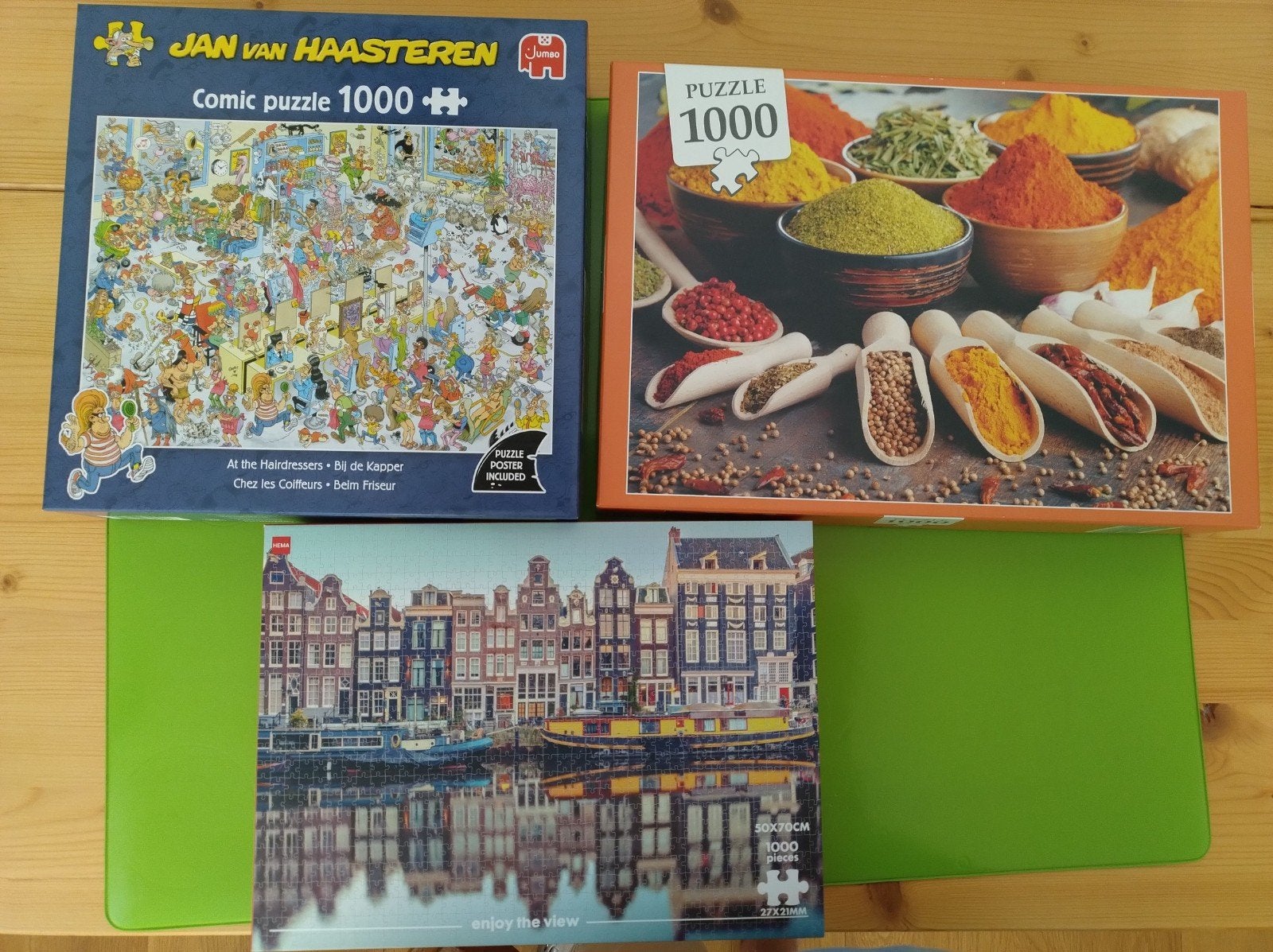 Drie legpuzzels elk 1000 stukjes, Ophalen of Verzenden, 500 t/m 1500 stukjes, Zo goed als nieuw