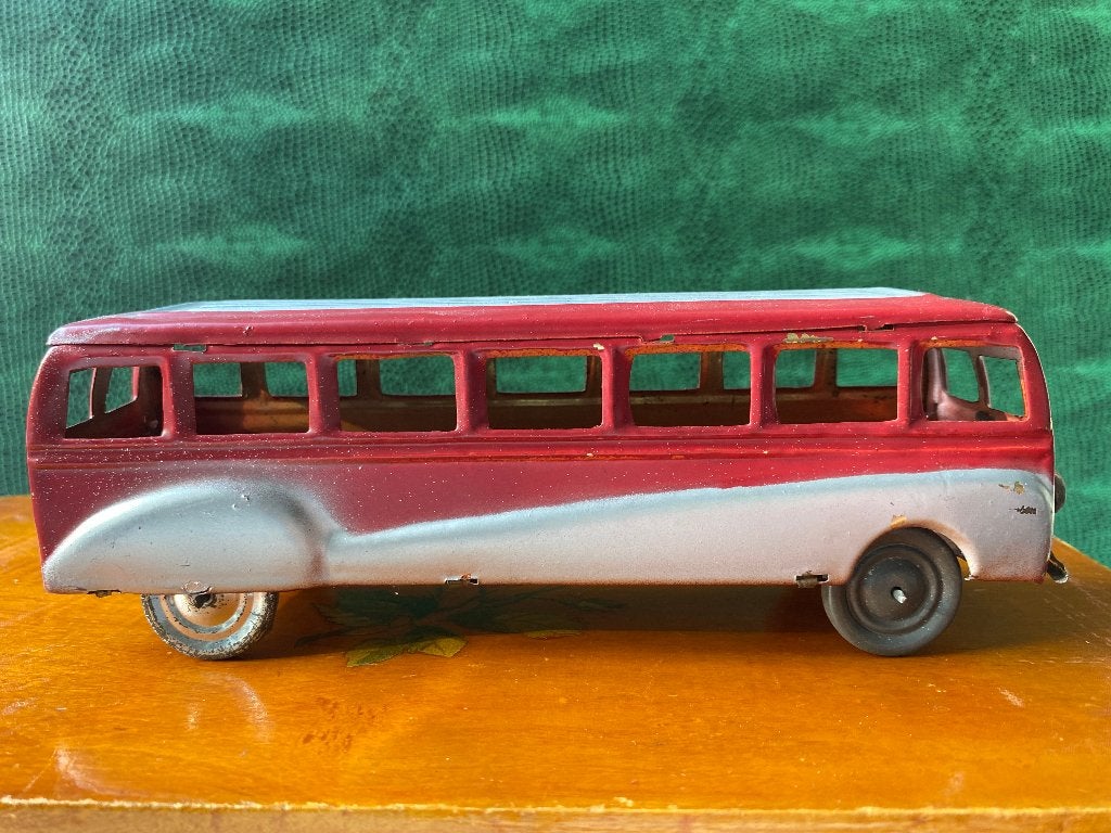 Antiek blikken speelgoed, auto bus, Greyhound bus, jaren 50, Antiek en Kunst, Ophalen of Verzenden
