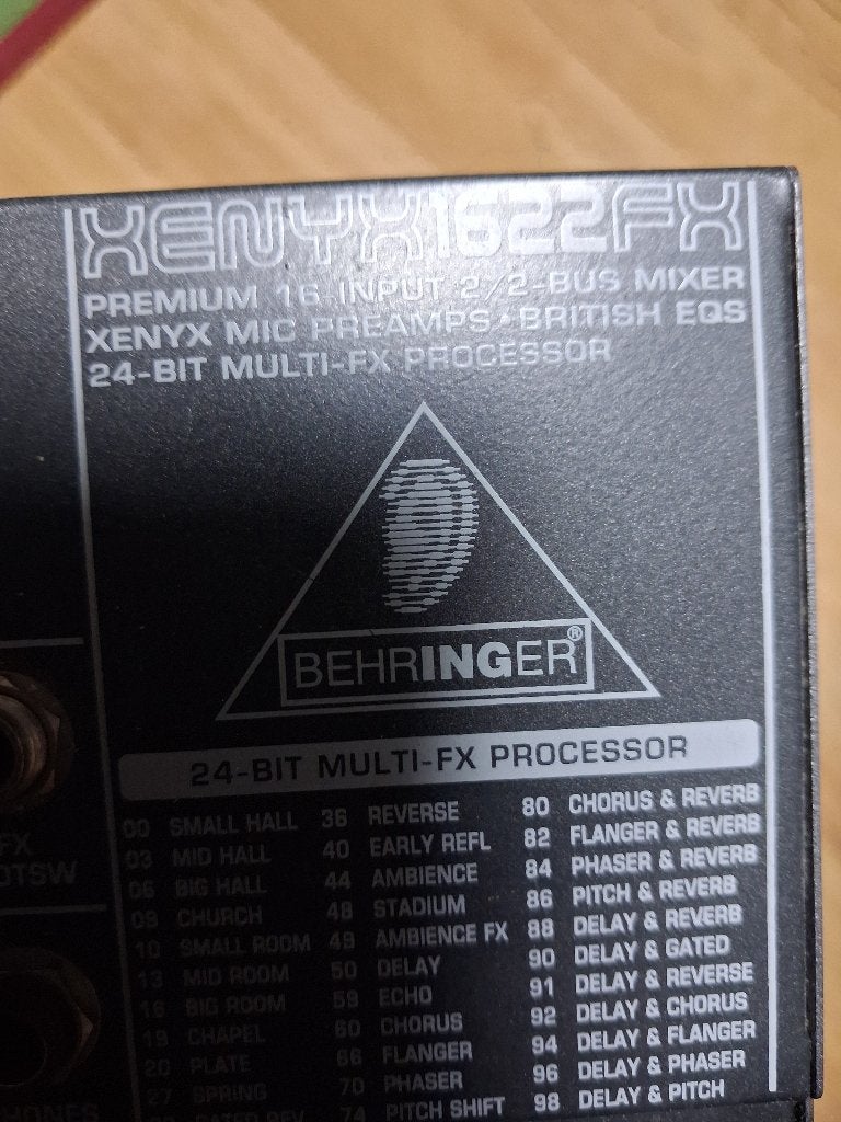 Behringer XENYX1622FX MENGPANEEL, Muziek en Instrumenten, Mengpanelen, Ophalen, Gebruikt, 5 tot 10 kanalen, Microfooningang
