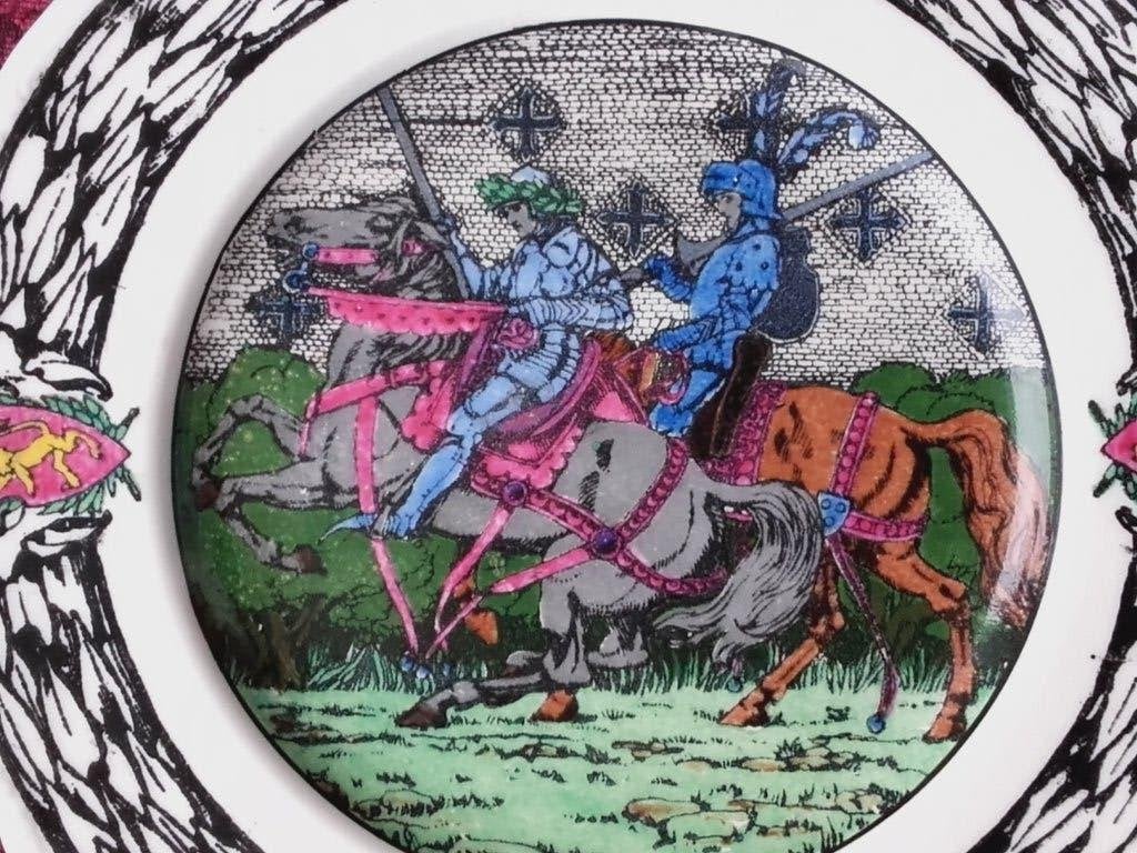Mooi oud Royal Doulton bord uit Engeland met ridders 27 cm., Antiek en Kunst, Antiek | Porselein, Ophalen of Verzenden