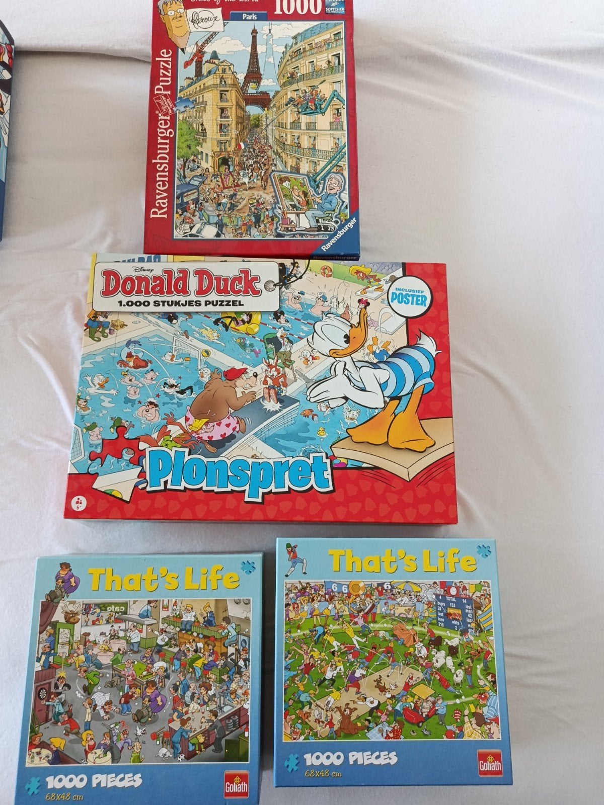 Diverse Legpuzzels: Ravensburger, Donald Duck, That's Life, Ophalen, 500 t/m 1500 stukjes, Gebruikt, Legpuzzel