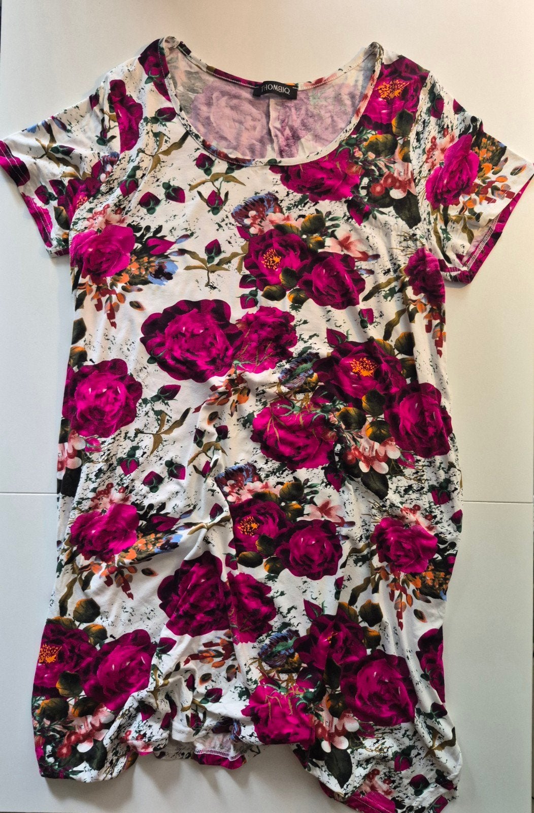 THOMBIQ Bloemenprint jurk met korte mouwen 95%viscose, THOMBIQ, Meerkleurig, Maat 42/44 (L), Ophalen of Verzenden