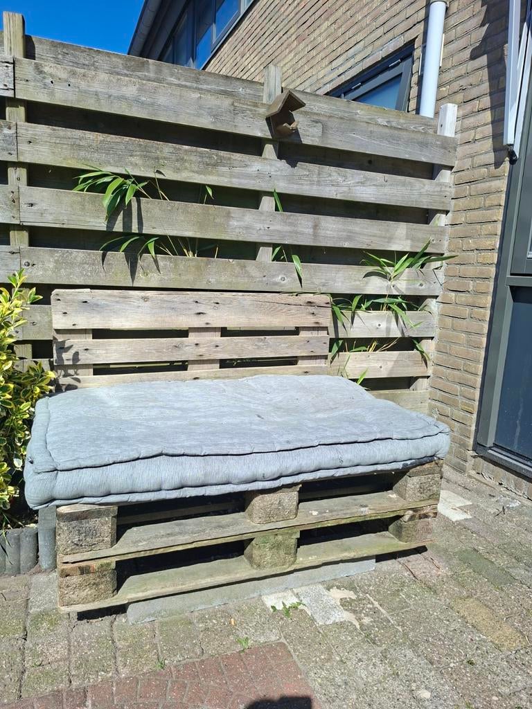 Palletbank, Tuin en Terras, Ophalen of Verzenden, Gebruikt, Hout, 2 zitplaatsen