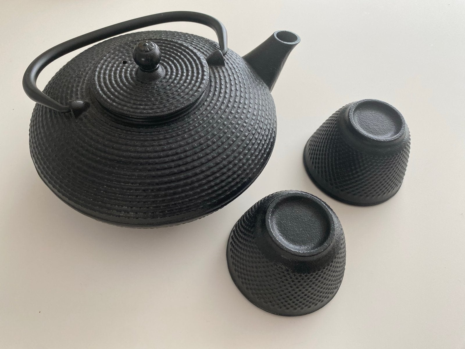 Bredemeijer theepot met 2 theekopjes en onderzetter, Theepot/fluitketel, Bredemeijer, Ophalen of Verzenden, Zo goed als nieuw