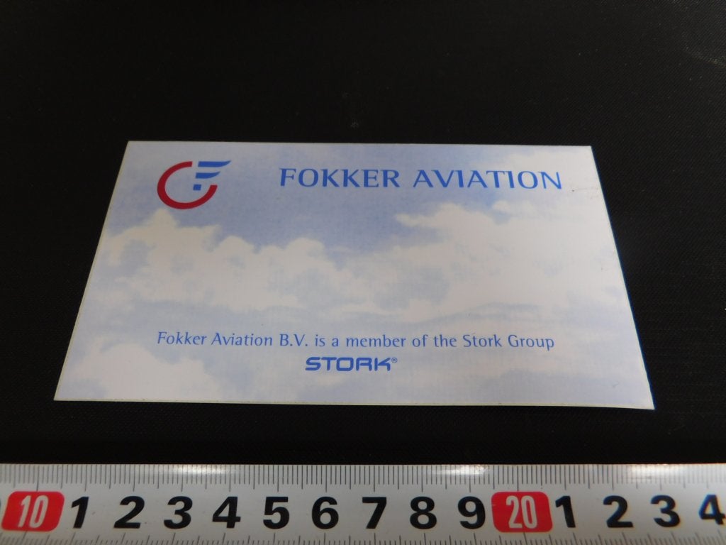 sticker FOKKER AVIATION  STORK Group, Verzamelen, Ophalen, Zo goed als nieuw